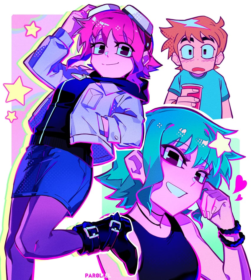 scott pilgrim and ramona flowers (scott pilgrim takes off and 1 more) drawn by par0llel