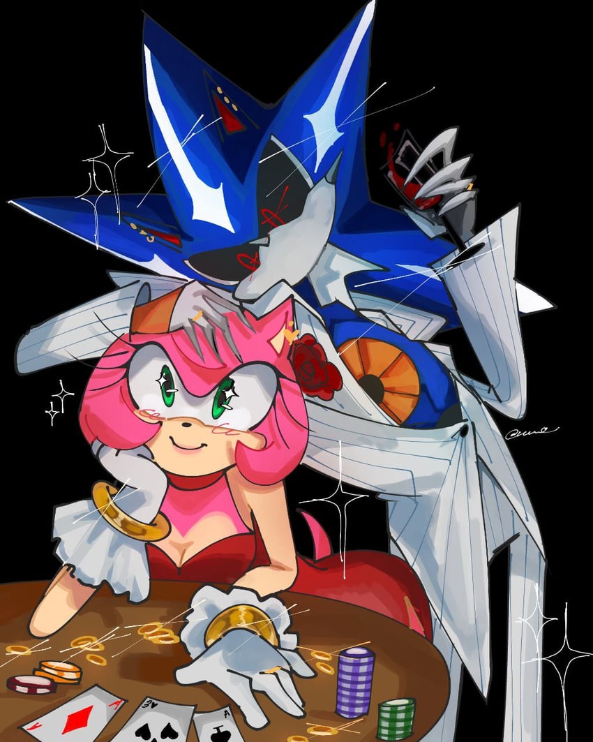 amy rose, metal sonic, and neo metal sonic (sonic and 1 more) drawn by vvveeeirr