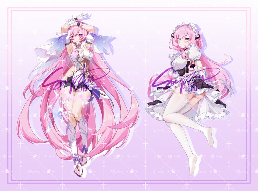 elysia (honkai and 1 more) drawn by erqi_lin_chu_yang