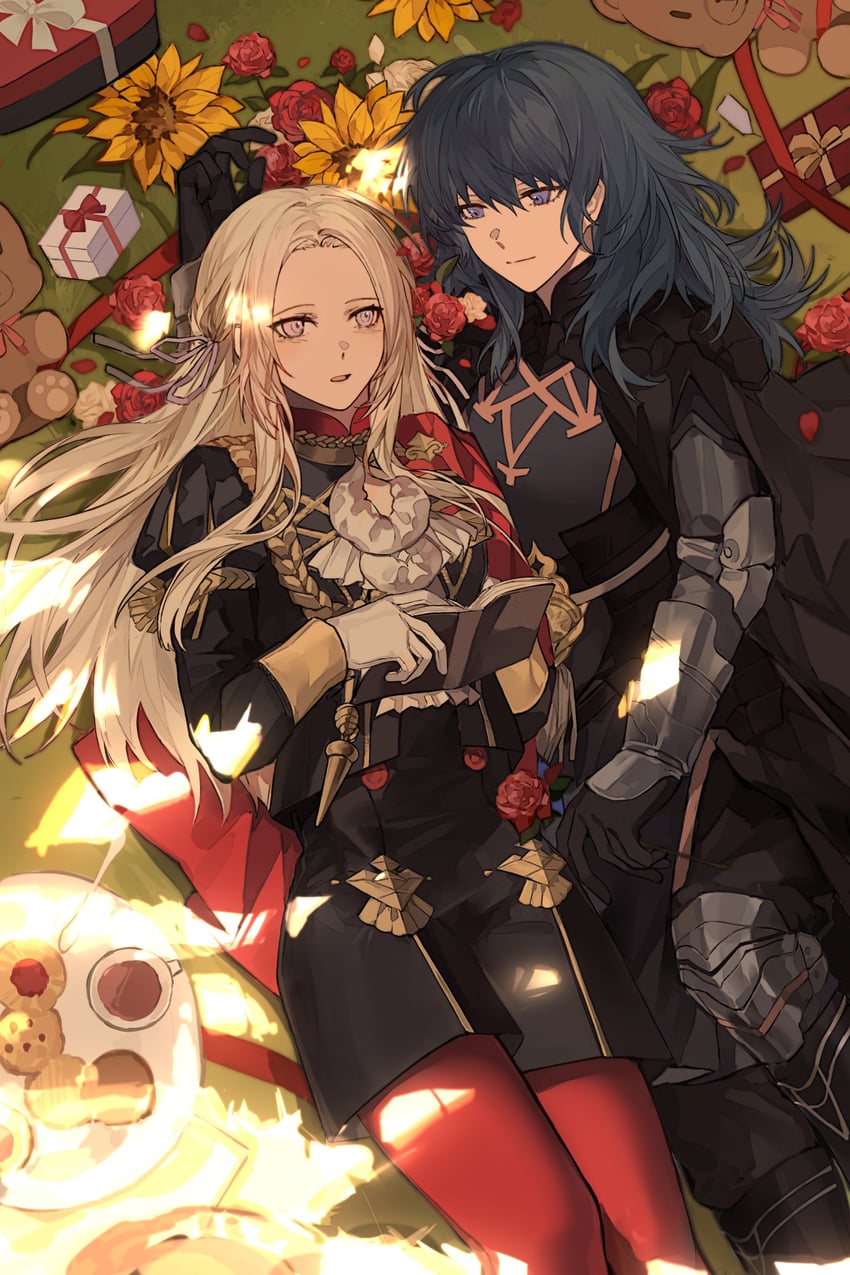 female byleth, edelgard von hresvelg, and male byleth (fire emblem and 1 more) drawn by hakunaru