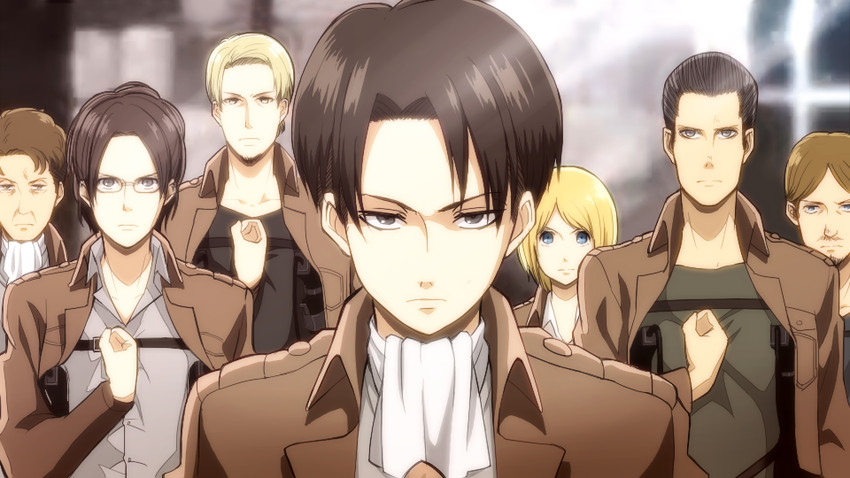levi, hange zoe, petra ral, auruo bossard, erd gin, and 2 more (shingeki no kyojin) drawn by simacat
