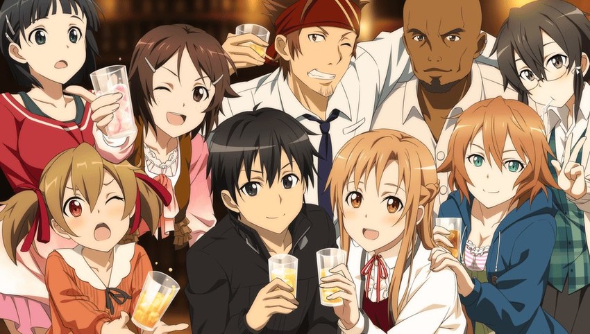 asuna, kirito, kirigaya suguha, silica, asada shino, and 4 more (sword art online and 1 more)
