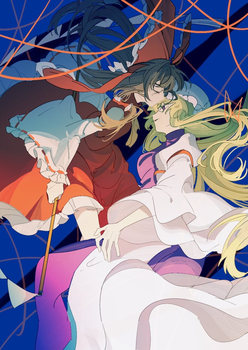 hakurei reimu and yakumo yukari (touhou) drawn by xian_qishui