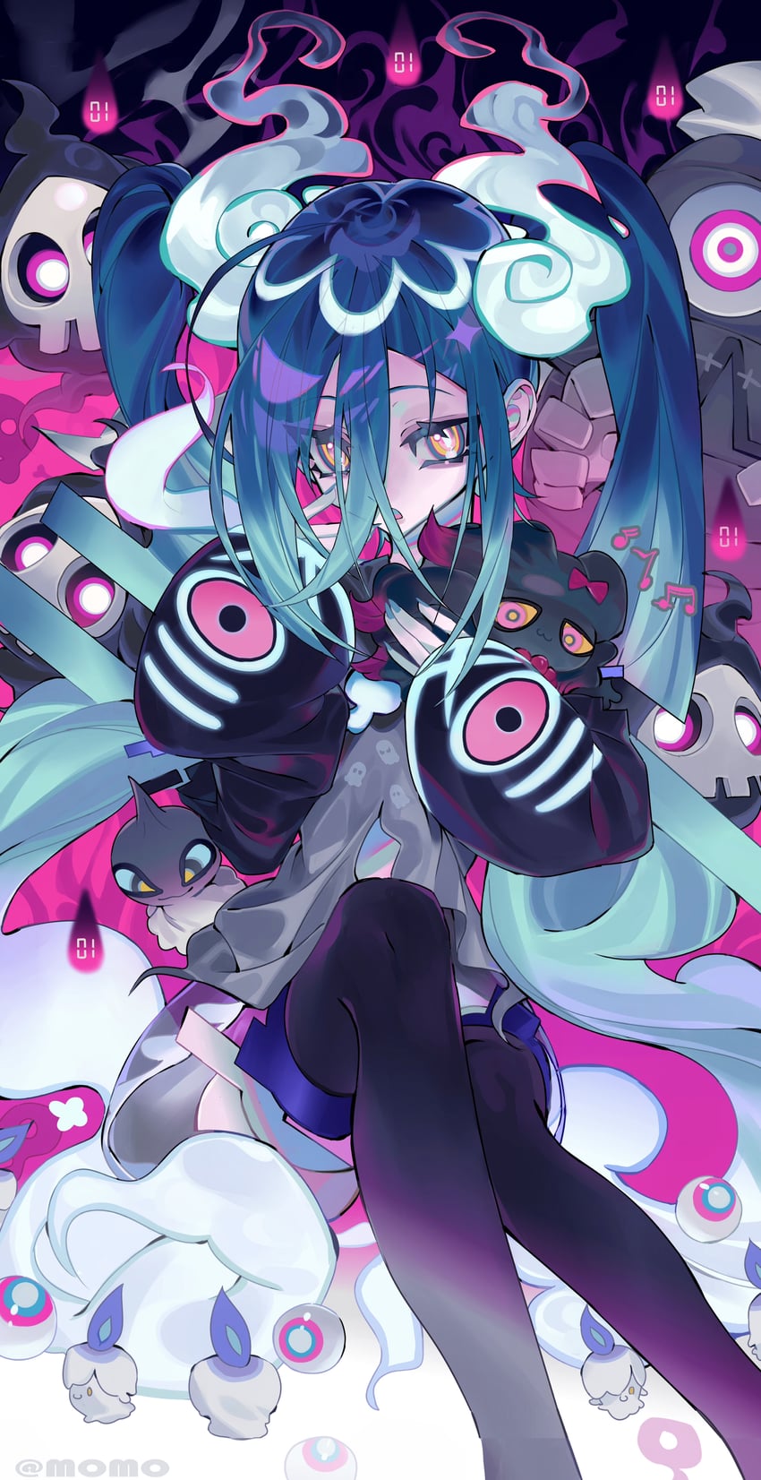 hatsune miku, litwick, misdreavus, ghost miku, duskull, and 2 more (pokemon and 2 more) drawn by taowu_(20809)