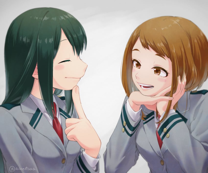uraraka ochaco and asui tsuyu (boku no hero academia) drawn by aiue0