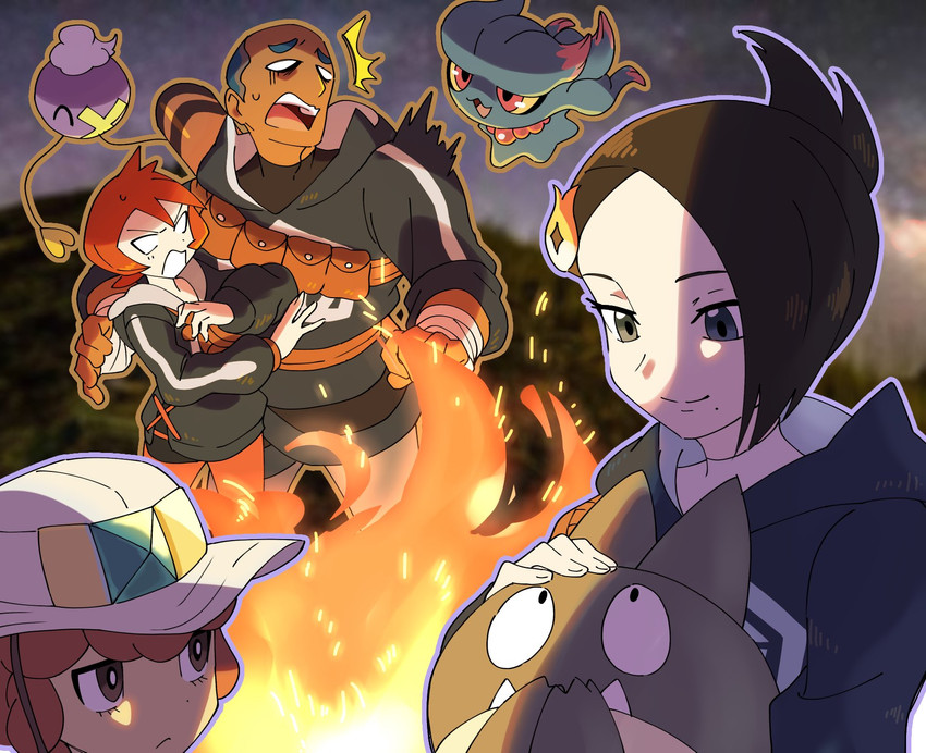 drifloon, arezu, misdreavus, munchlax, mai, and 2 more (pokemon and 1 more) drawn by hungry_seishin