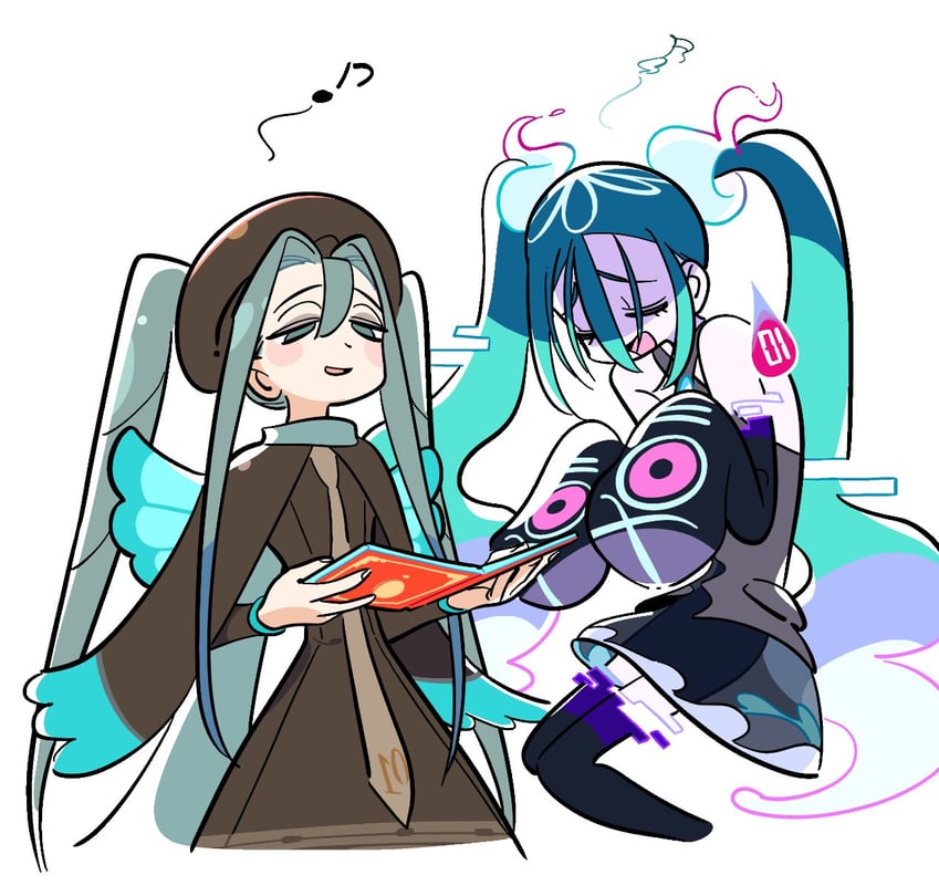 hatsune miku, ghost miku, and bug miku (pokemon and 2 more) drawn by soondeaguck
