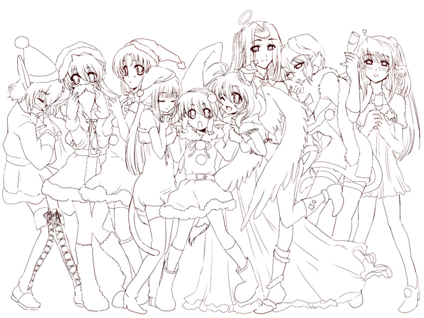eruruu, aruruu, karulau, touka, camyu, and 4 more (utawarerumono) drawn by 161