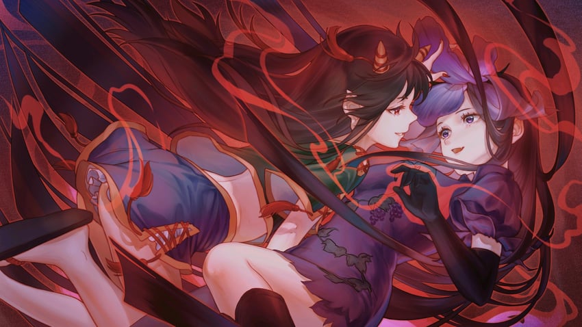 yomotsu hisami and nippaku zanmu (touhou) drawn by gyokudama_(niku)