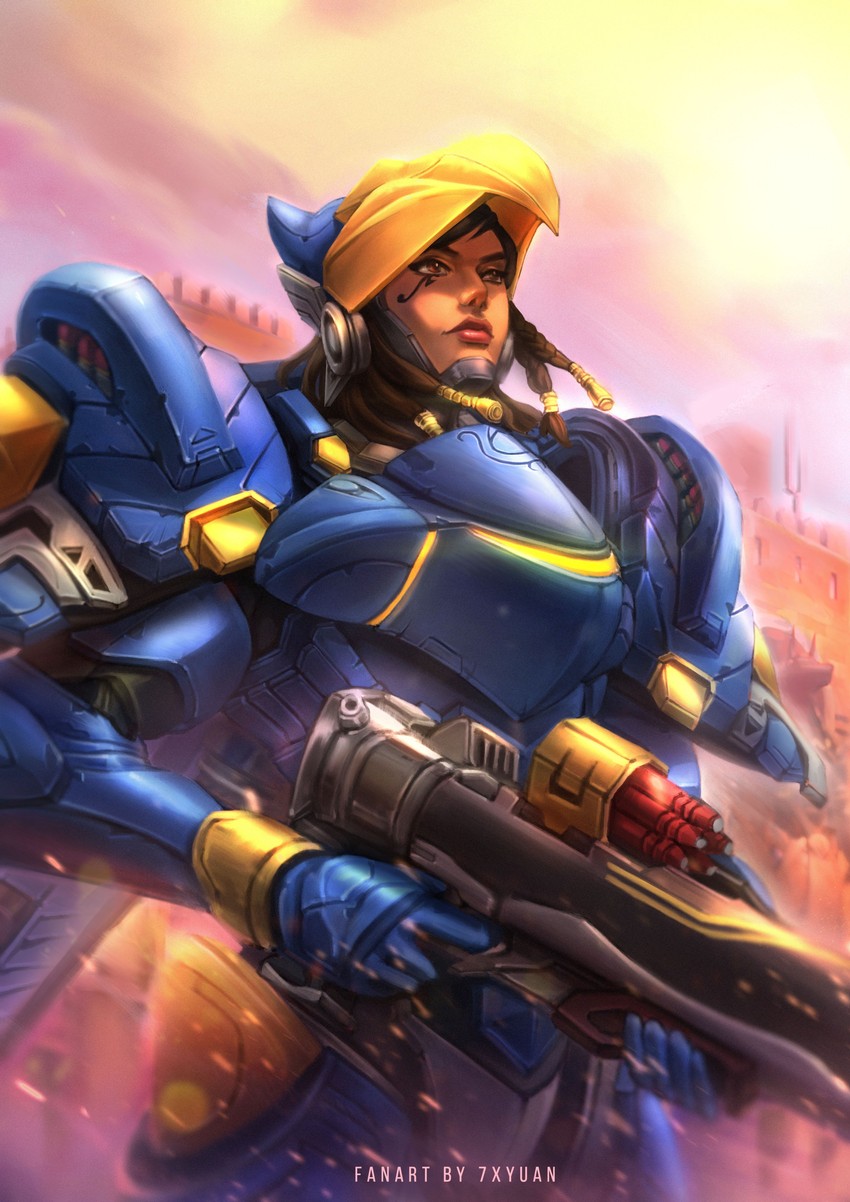 pharah (overwatch and 1 more) drawn by 7xyuan
