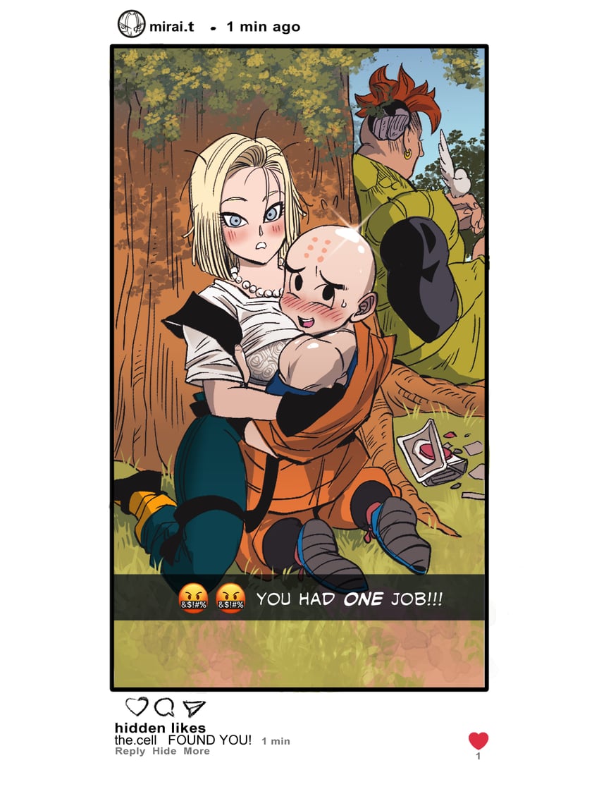 android 18, trunks, kuririn, cell, and android 16 (dragon ball and 2 more) drawn by amartbee