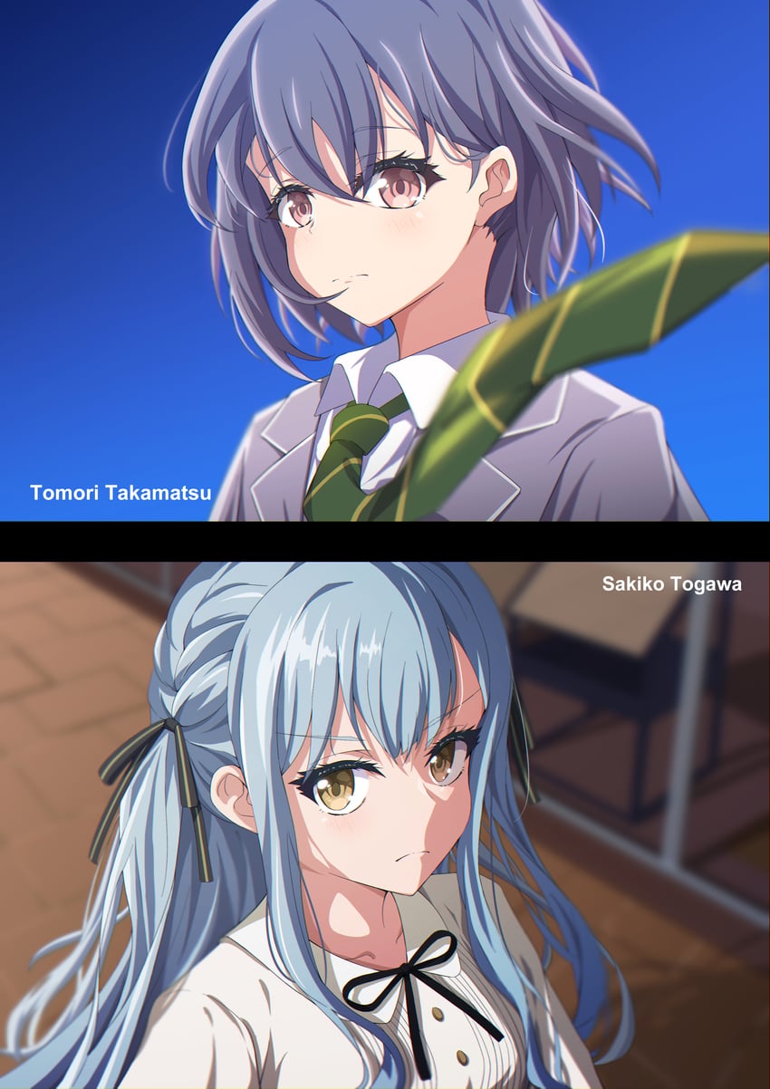 togawa sakiko and takamatsu tomori (bang dream! and 1 more) drawn by blackwhite_wind