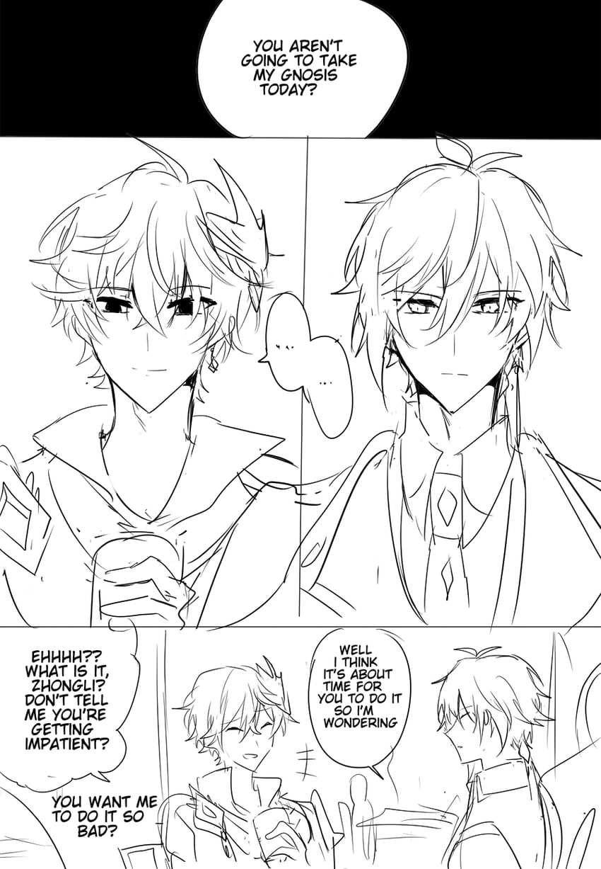 zhongli and tartaglia (genshin impact) drawn by efu_(angelschatedral99)