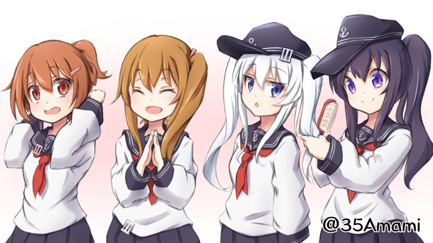 hibiki, inazuma, ikazuchi, and akatsuki (kantai collection) drawn by tetsuryuu