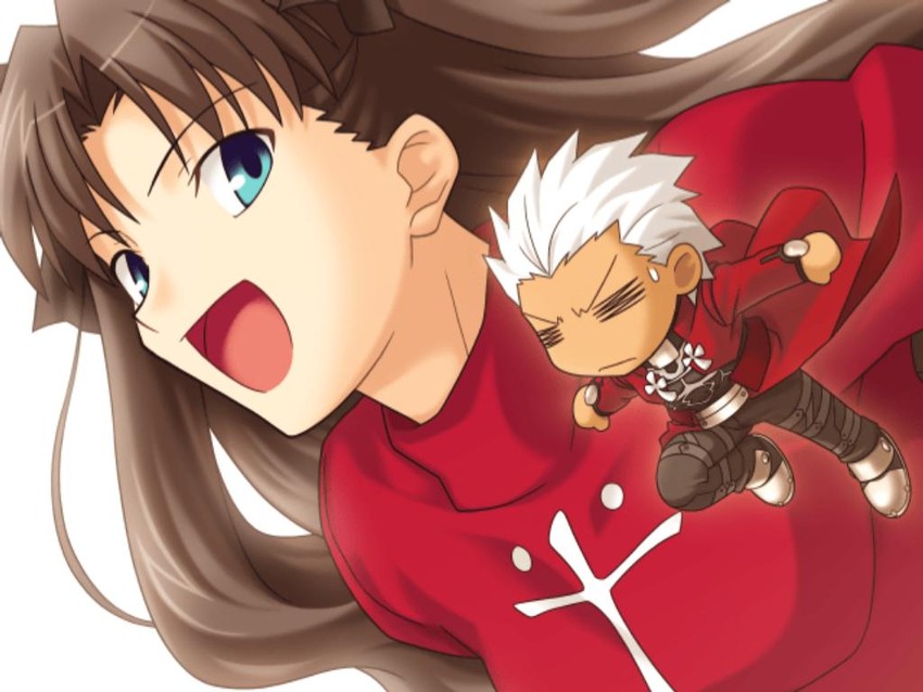 tohsaka rin and archer (fate and 2 more) drawn by higurashi_ryuuji
