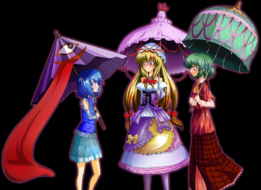 yakumo yukari, kazami yuuka, and tatara kogasa (touhou) drawn by u.sa
