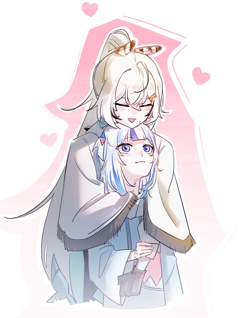 gawr gura and nanashi mumei (hololive and 1 more) drawn by onecolo133