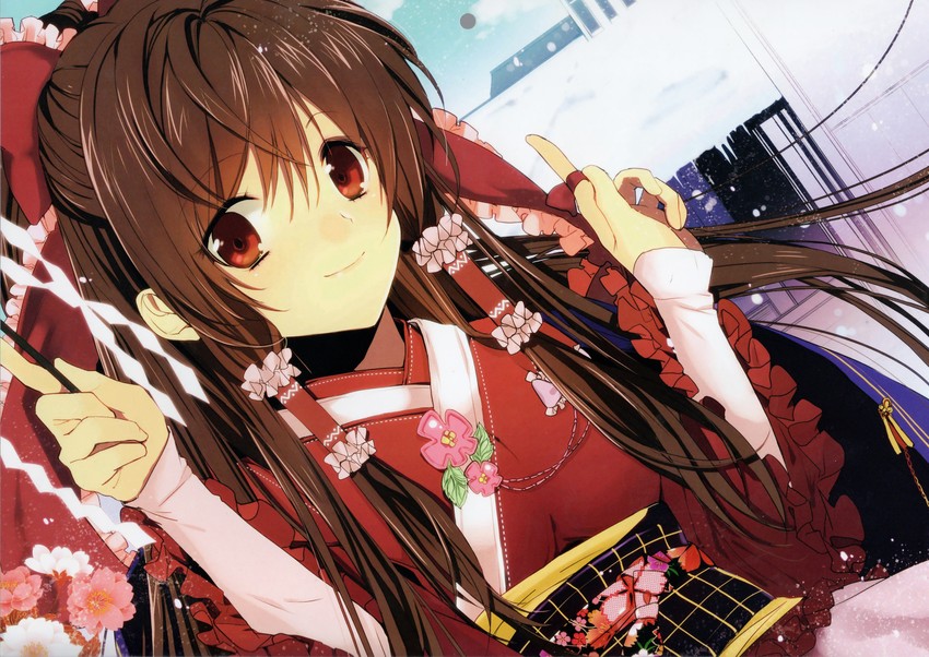 hakurei reimu (touhou) drawn by manyako_(mohumohu)