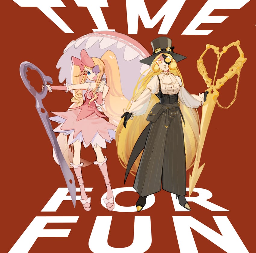 harime nui and timekeeper cookie (kill la kill and 2 more) drawn by huashengjiang233
