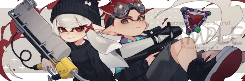 inkling player character, inkling girl, and inkling boy (splatoon) drawn by prat_rat