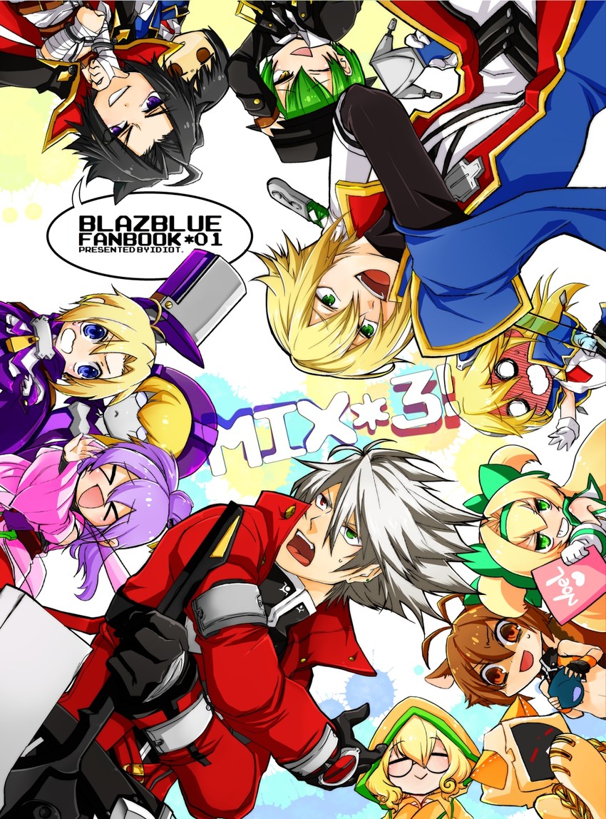 makoto nanaya, noel vermillion, ragna the bloodedge, taokaka, jin kisaragi, and 8 more (blazblue) drawn by shama