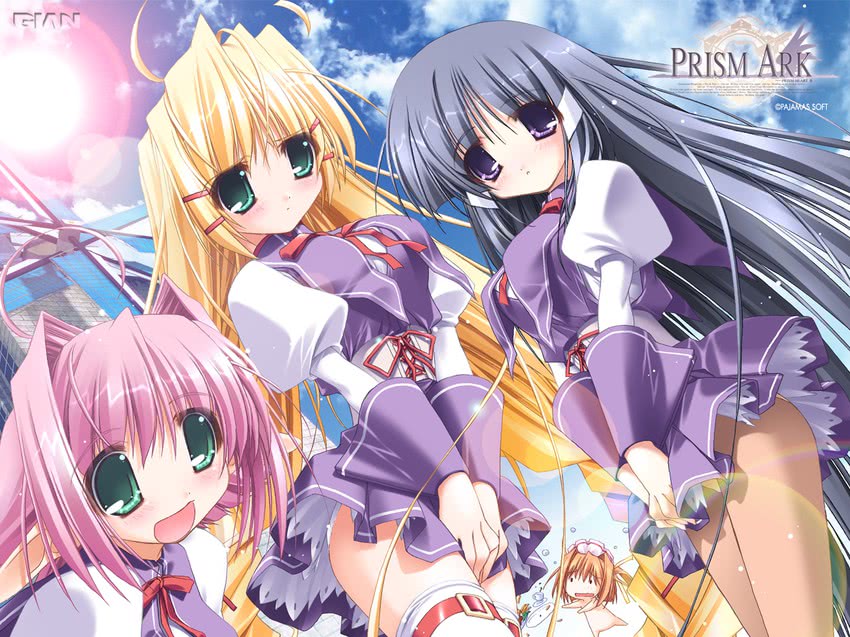 priecia, kagura, fel, and filia (prism ark) drawn by oono_tetsuya