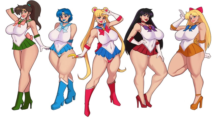 tsukino usagi, sailor moon, mizuno ami, aino minako, hino rei, and 5 more (bishoujo senshi sailor moon) drawn by jakuson_z
