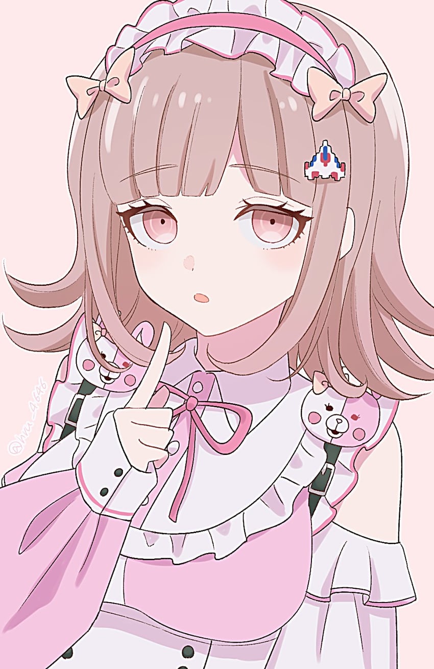 nanami chiaki and monomi (danganronpa and 1 more) drawn by hru_4646