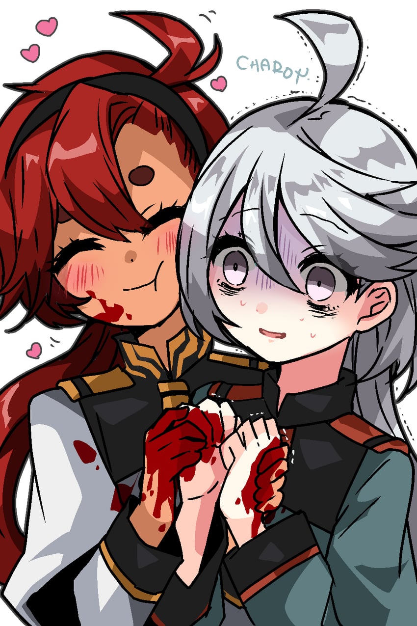 suletta mercury and miorine rembran (gundam and 1 more) drawn by charon_kn