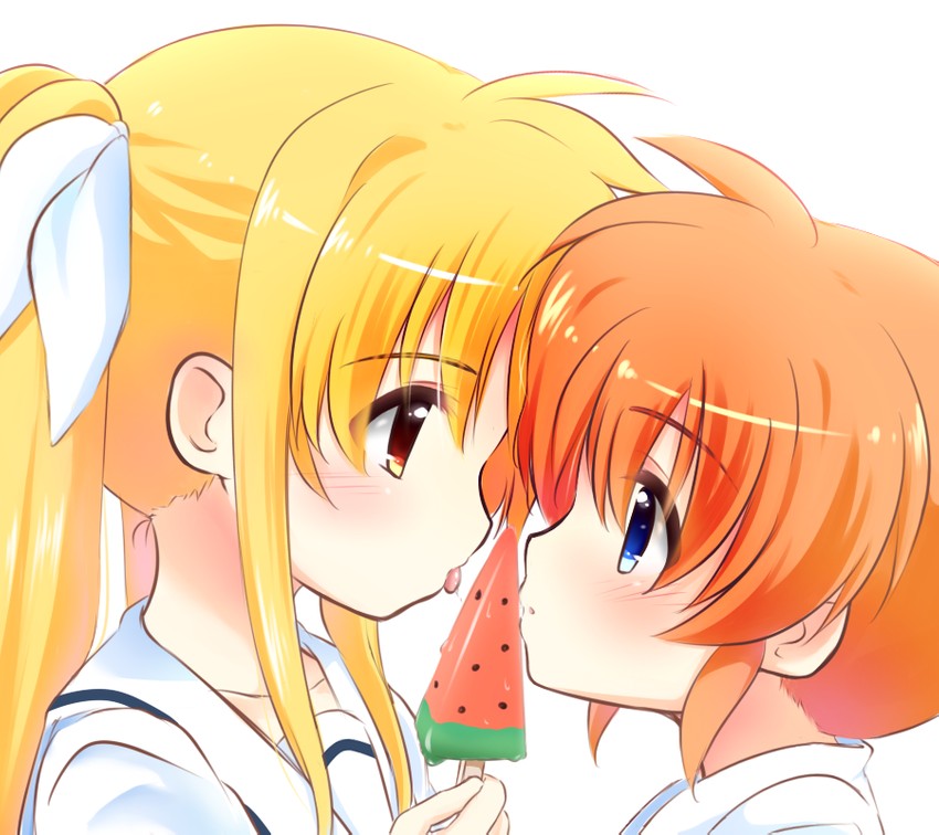 fate testarossa and takamachi nanoha (lyrical nanoha and 1 more) drawn by kerorokjy