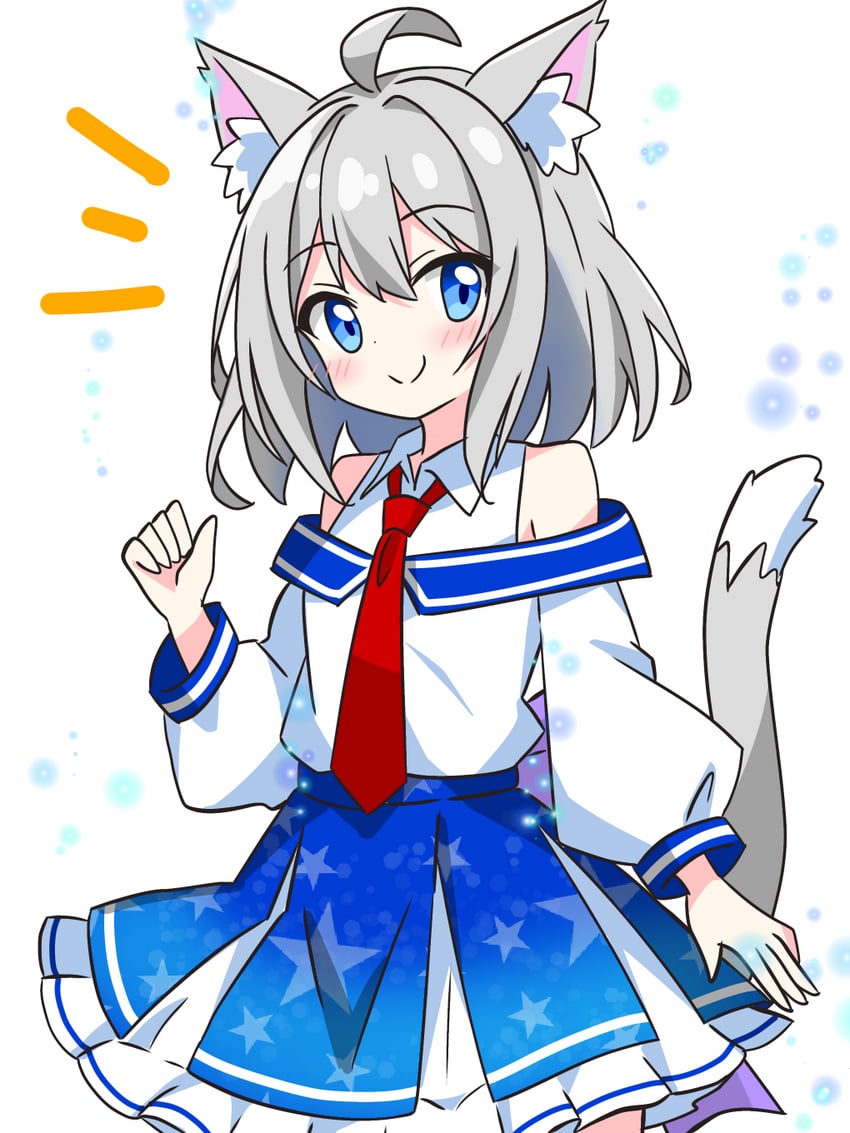 grey-haired cat girl (original) drawn by kotatsu-mazoku