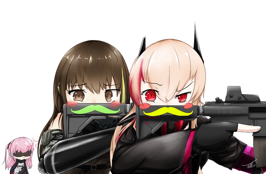m4a1, m4 sopmod ii, and st ar-15 (girls' frontline) drawn by shirosh