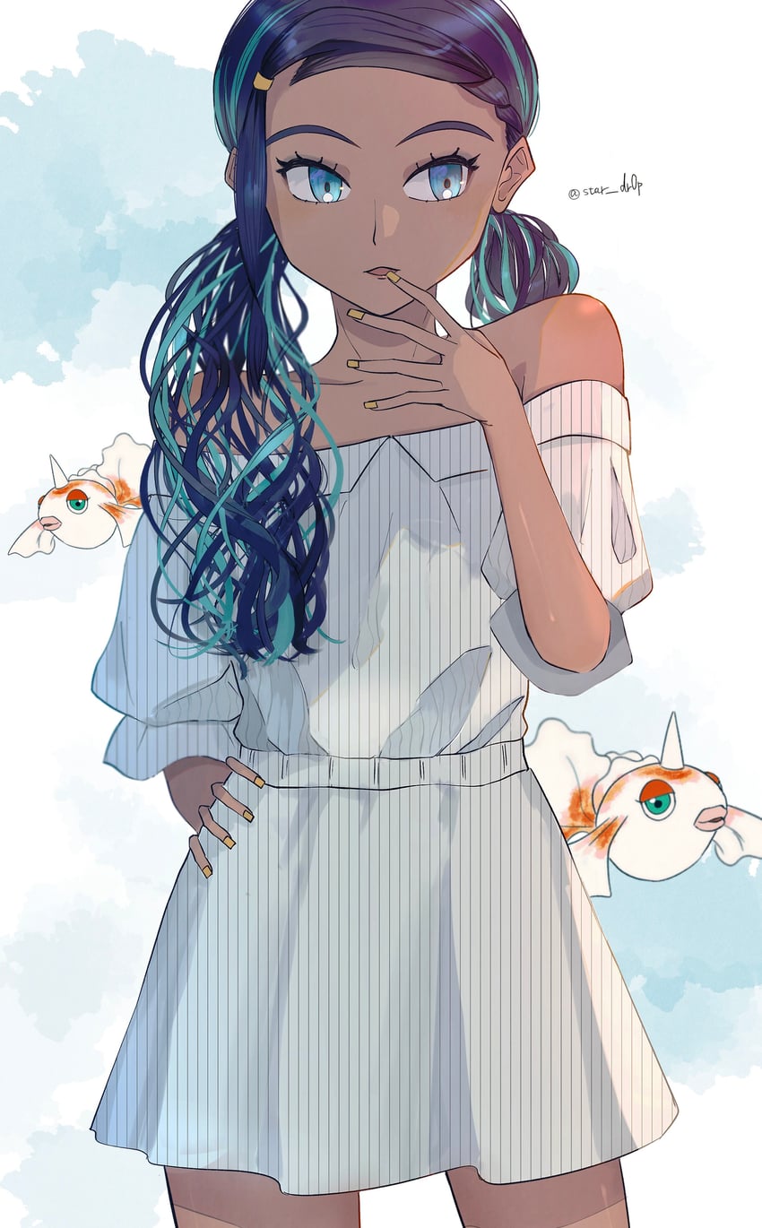 nessa and goldeen (pokemon and 1 more) drawn by star_dr0p