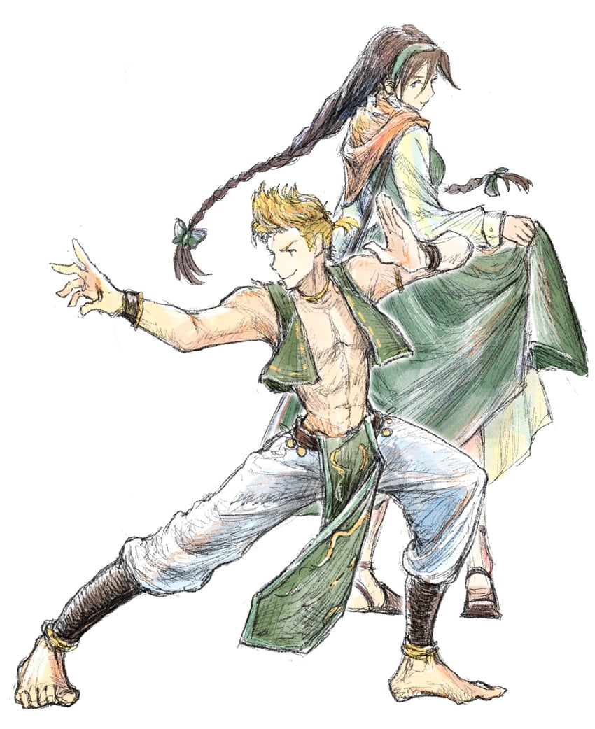 primrose azelhart and alfyn greengrass (octopath traveler and 1 more) drawn by qqqqqli