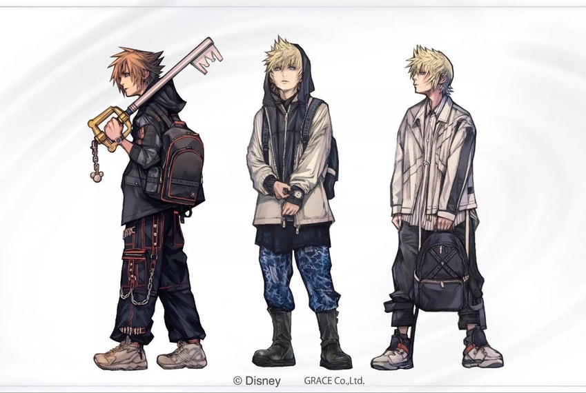 sora, roxas, and ventus (kingdom hearts) drawn by nomura_tetsuya