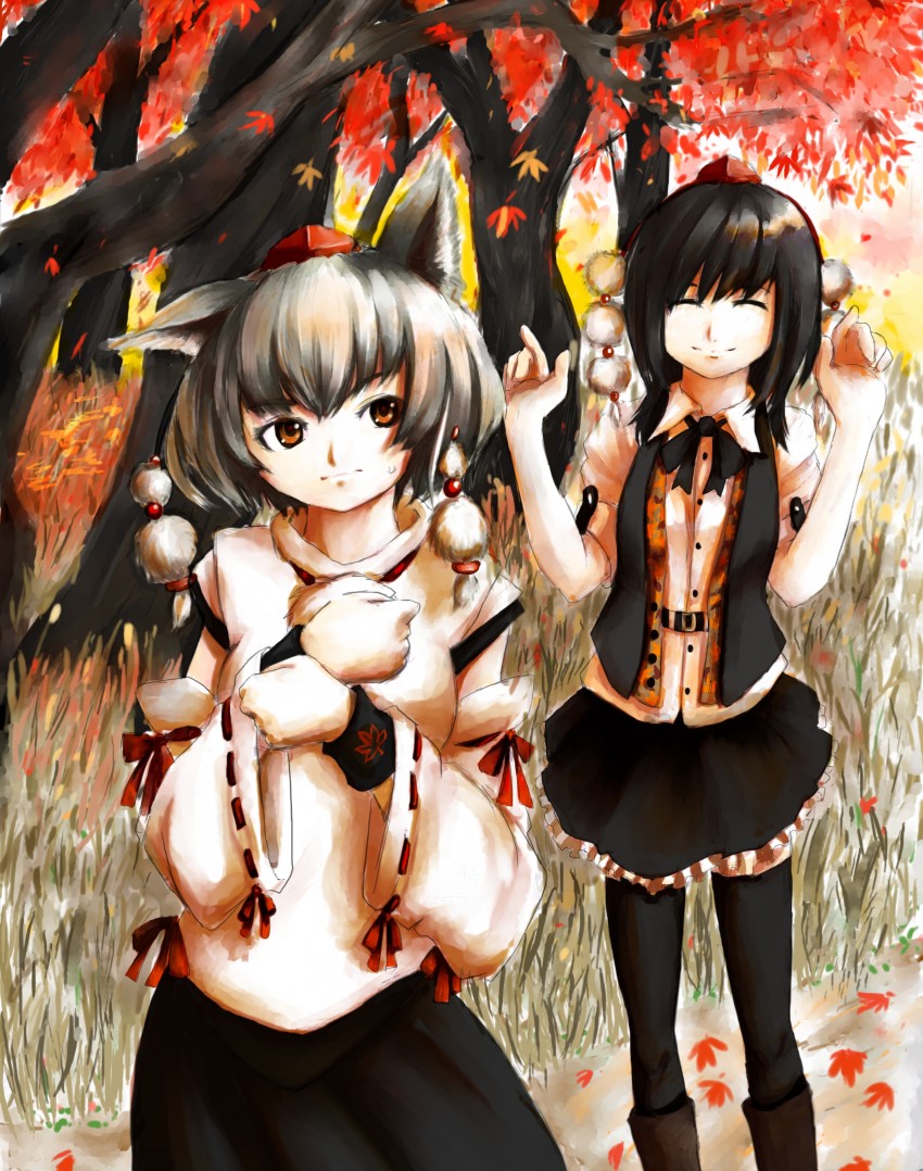 shameimaru aya and inubashiri momiji (touhou) drawn by maruto-b