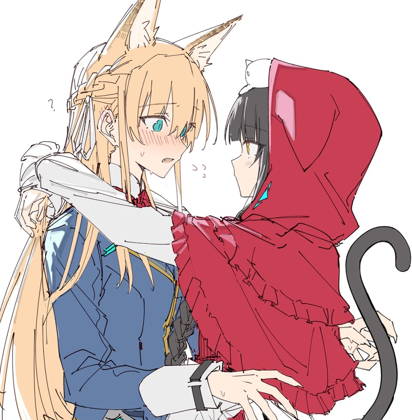 little red riding hood, asakura karen, and toujou tsukasa (heaven burns red and 1 more) drawn by wuubaiwan