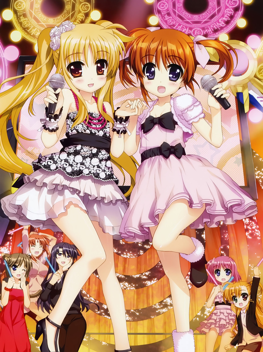 fate testarossa, takamachi nanoha, raising heart, vivio, caro ru lushe, and 11 more (lyrical nanoha and 4 more) drawn by fujima_takuya
