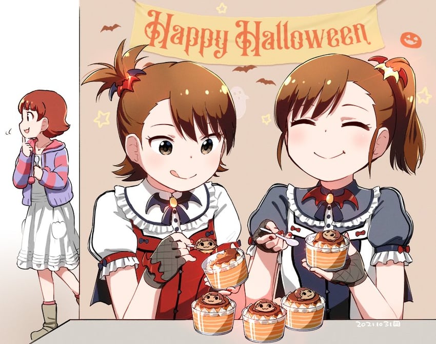 futami mami, futami ami, and nonohara akane (idolmaster and 1 more) drawn by nagian