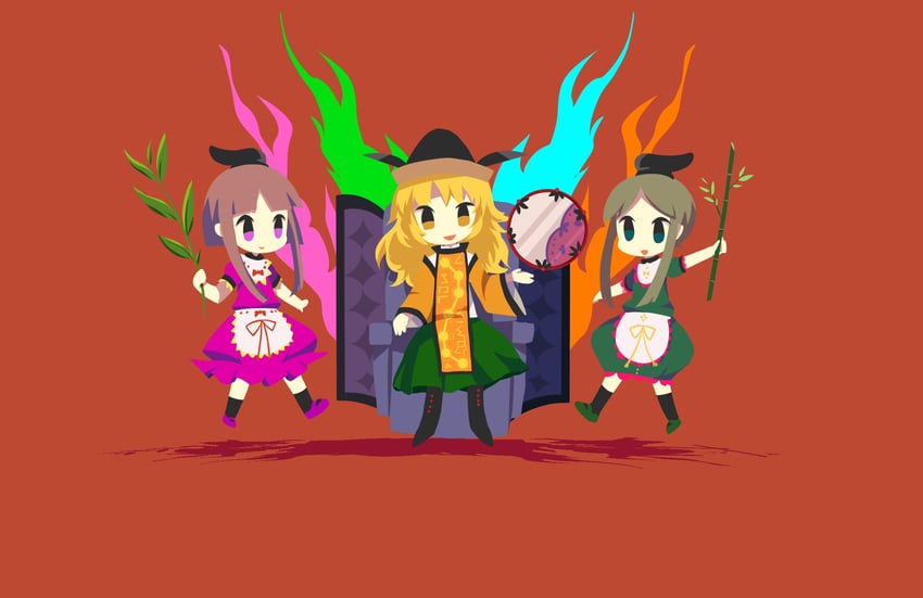 matara okina, nishida satono, and teireida mai (touhou) drawn by gretia