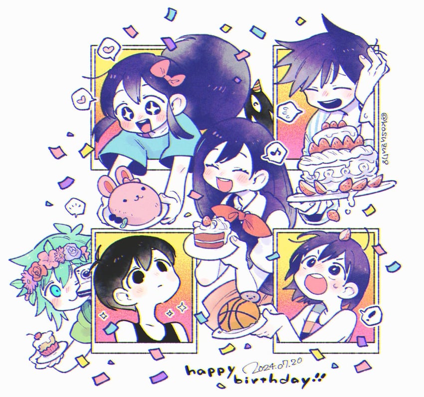 omori, basil, aubrey, mari, kel, and 3 more (omori) drawn by mitsubachi_koucha