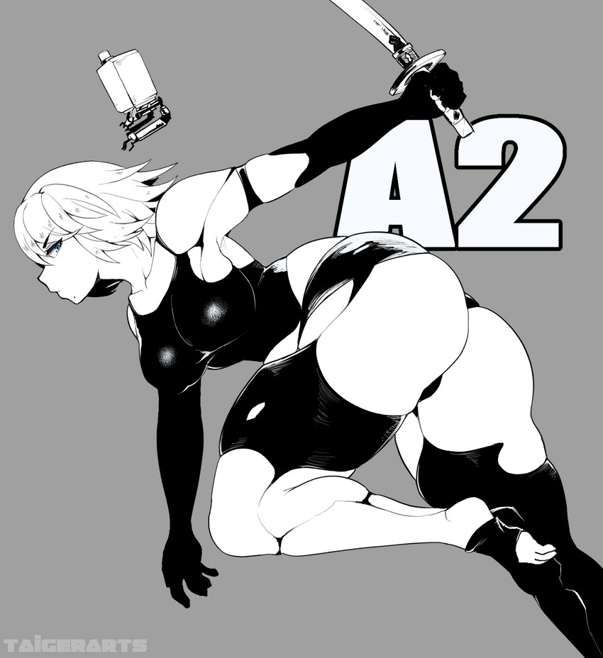 pod and a2 (nier and 1 more) drawn by taiger