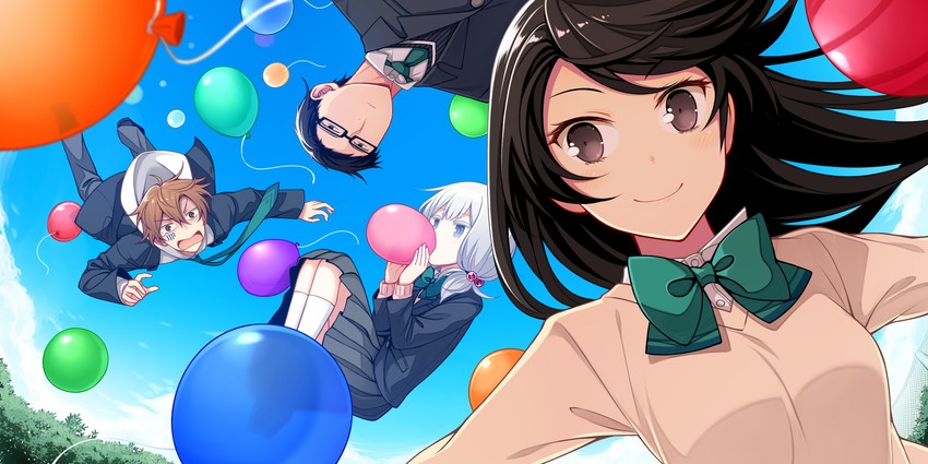 shinozaki himeno, tatara makoto, mikuriya kanade, and maruyama kazuki (shinozaki himeno no koigokoro q & a) drawn by uruu_gekka
