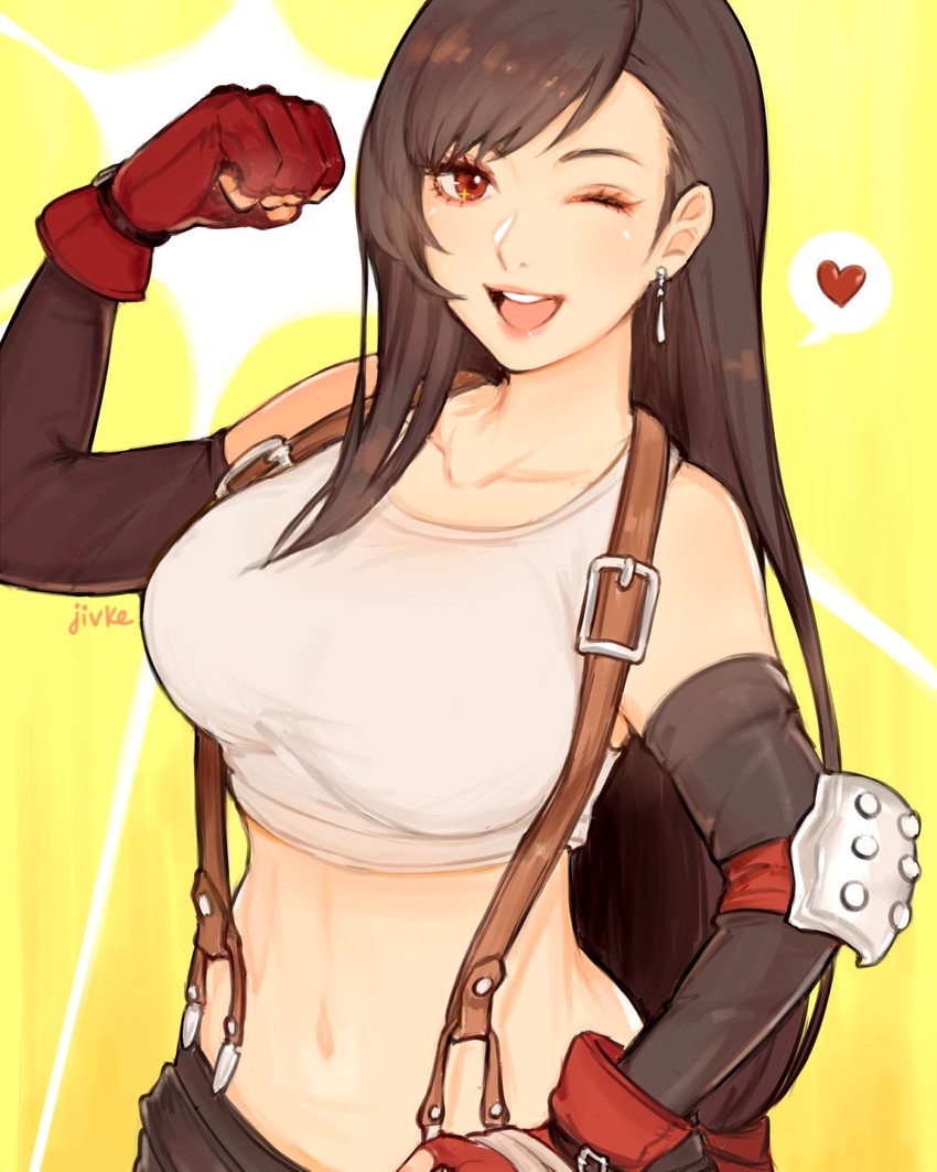 tifa lockhart (final fantasy and 1 more) drawn by jivke
