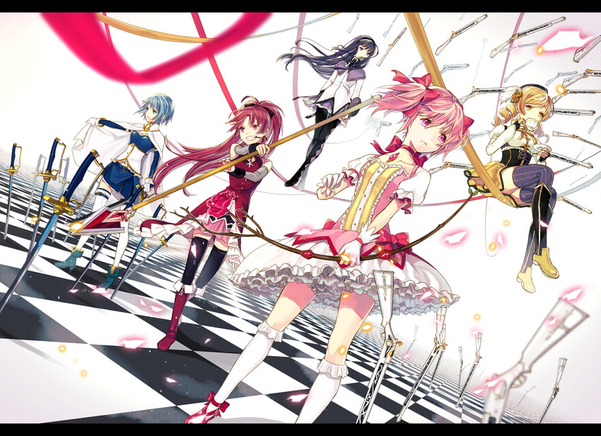 akemi homura, kaname madoka, miki sayaka, sakura kyoko, and tomoe mami (mahou shoujo madoka magica) drawn by vient
