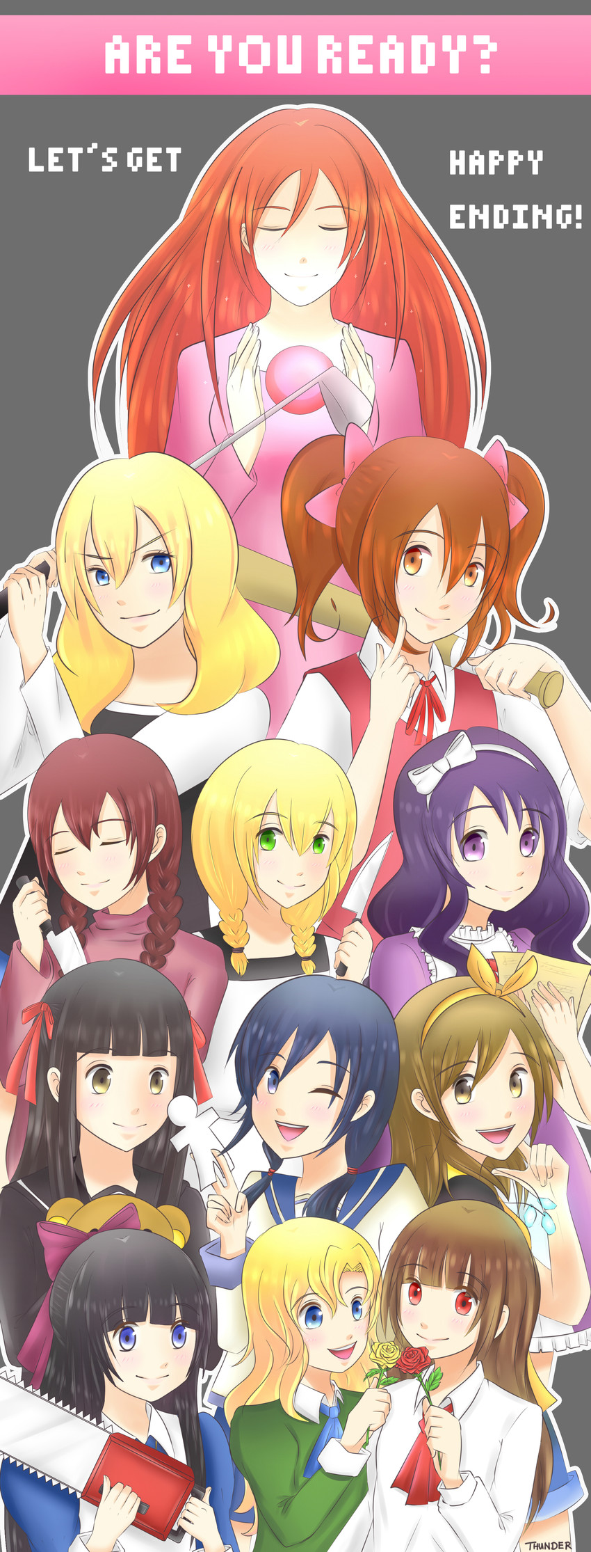 madotsuki, ib, mary, viola, aya drevis, and 7 more (yume nikki and 10 more) drawn by kaminari-chan