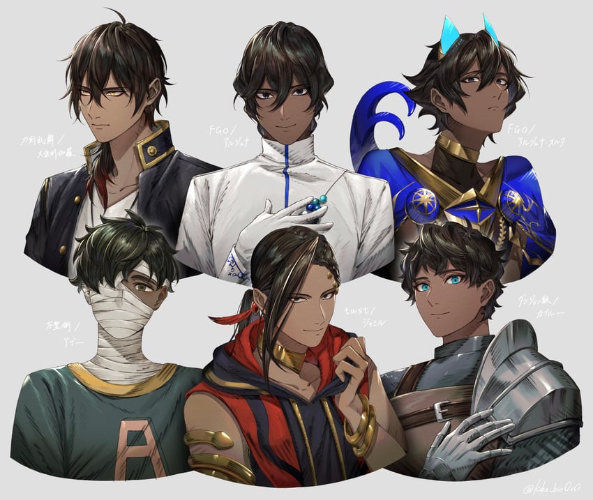 kabru, arjuna, ookurikara, arjuna alter, jamil viper, and 1 more (fate and 5 more) drawn by koke_uzm