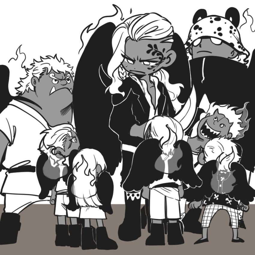 s-snake, king, s-hawk, s-crocodile, s-flamingo, and 2 more (one piece) drawn by han_lan