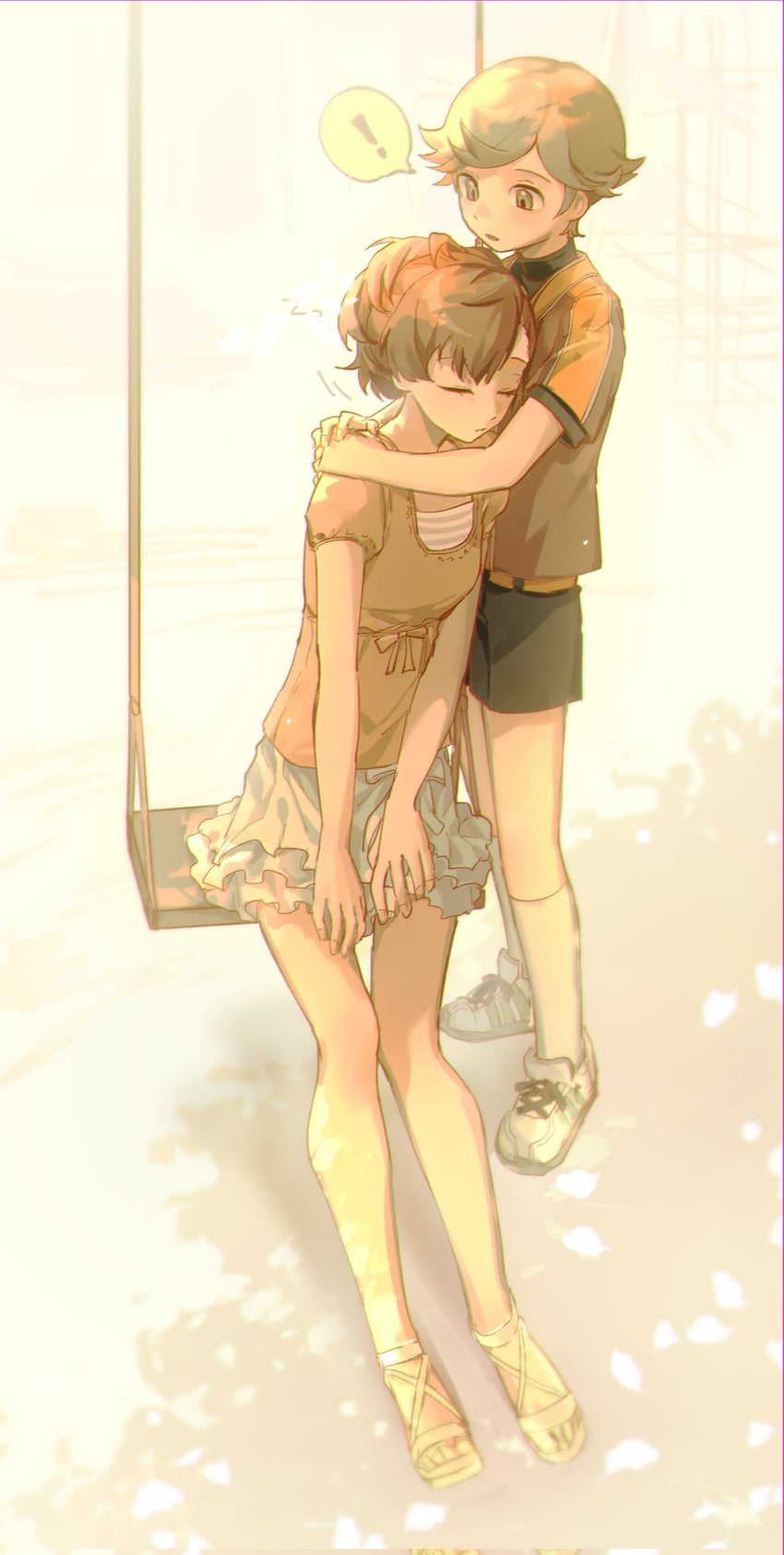 shiomi kotone and amada ken (persona and 2 more) drawn by eca_leaf