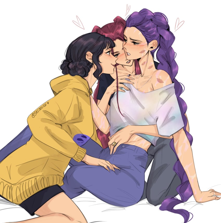 rumi, zoey, and mira (kpop demon hunters) drawn by seijousai